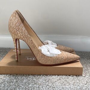 Christian Louboutin Beige Snakeskin Pointed-Toe Stiletto Pump